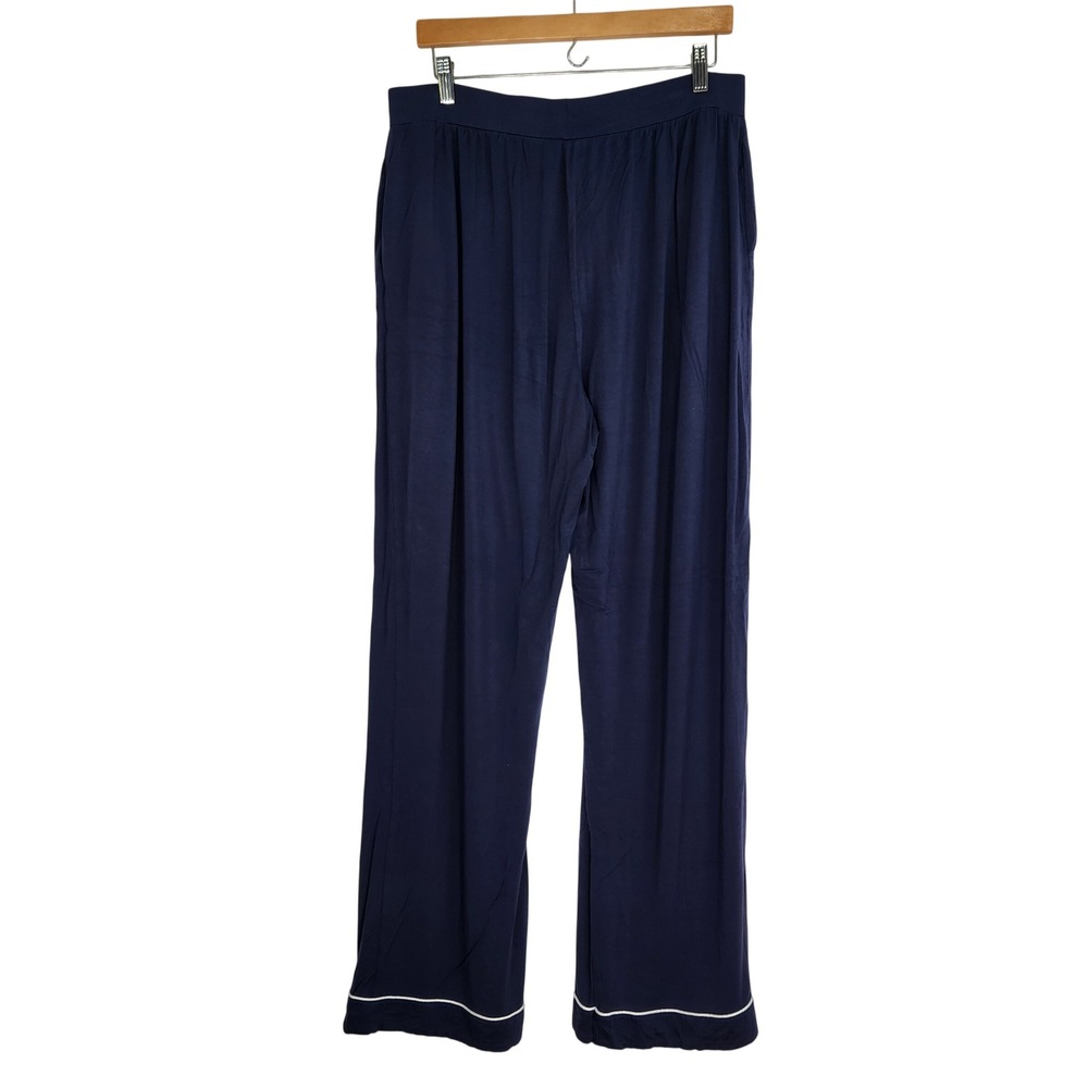 Cozy Earth Blue Bamboo Pajama Pants Tall XXL Wide Leg Lounge Drawstring Pockets - Picture 2 of 9